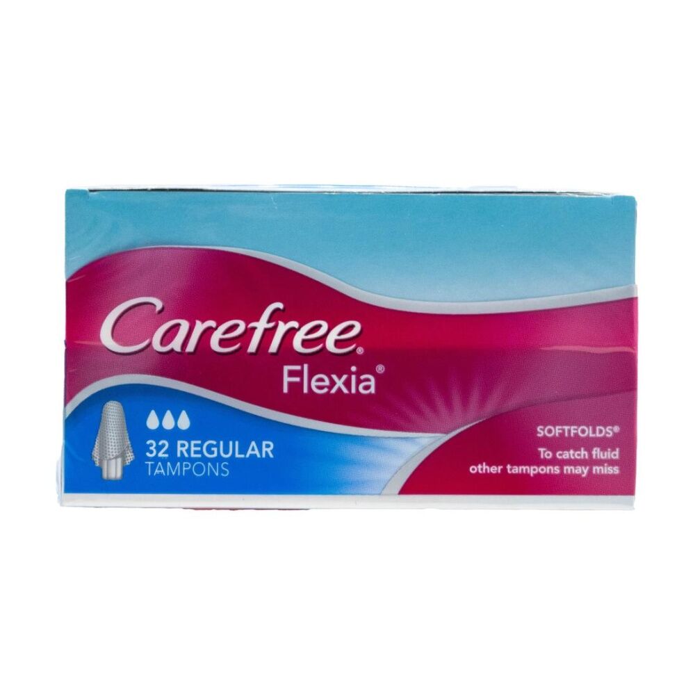 Carefree Flexia Regular Flow Tampons Pack w/ Wings Soft Folds (32 Pieces)