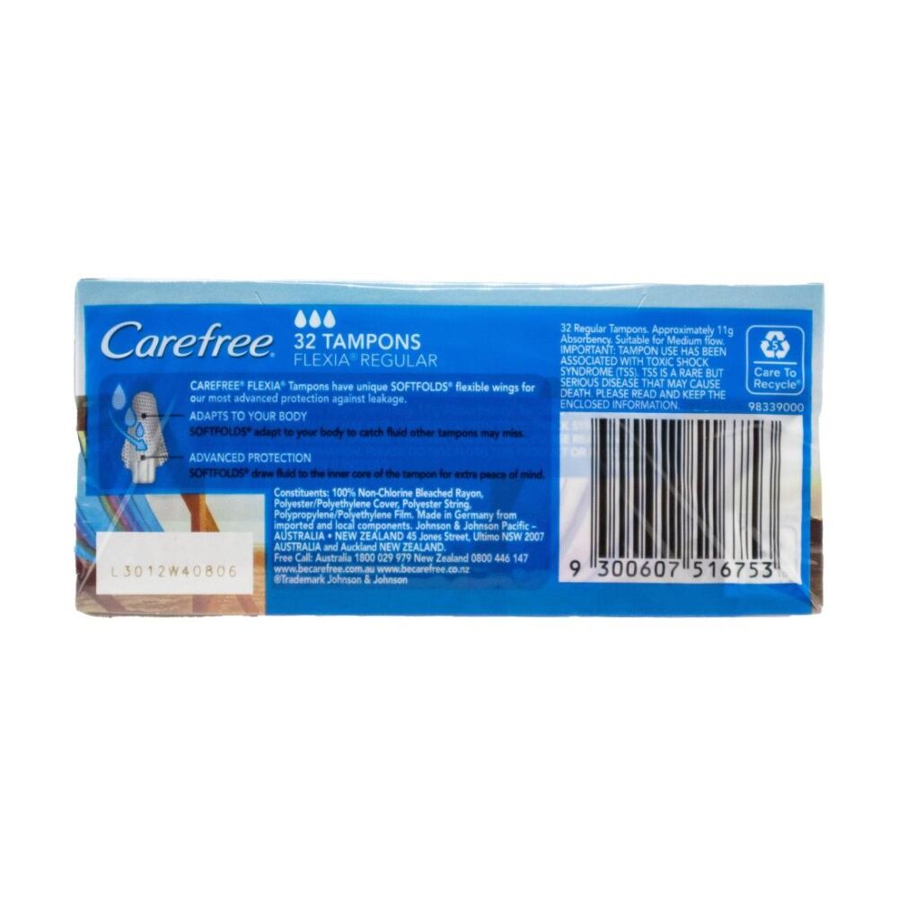 Carefree Flexia Regular Flow Tampons Pack w/ Wings Soft Folds (32 Pieces) — image 2