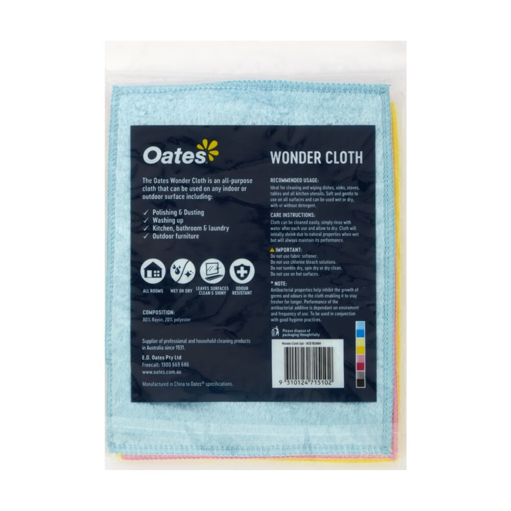 Oates 12x3pc Oates Wonder Cloth Natural Fibre Super Absorbent Multi-Purpose (12 Pack) — image 3