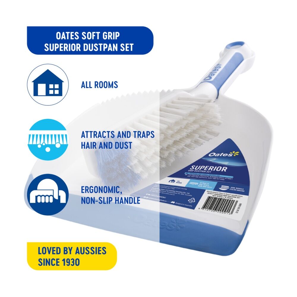 Oates Superior Grip Dustpan Set Electrostatic Rubber Edge Handle Oates — image 2