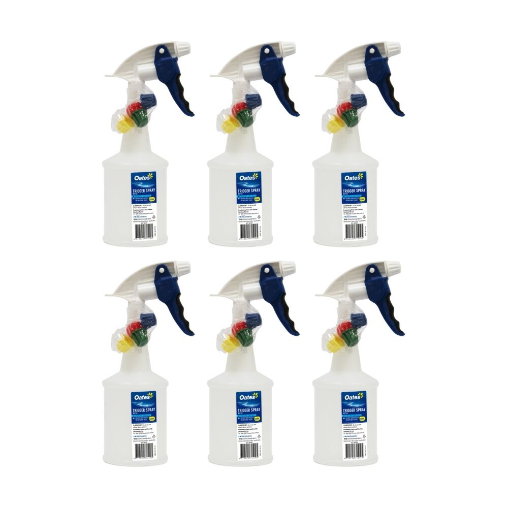 Oates Trigger Spray Bottle Heavy Duty High Output Assorted 500ml (6 Pack)