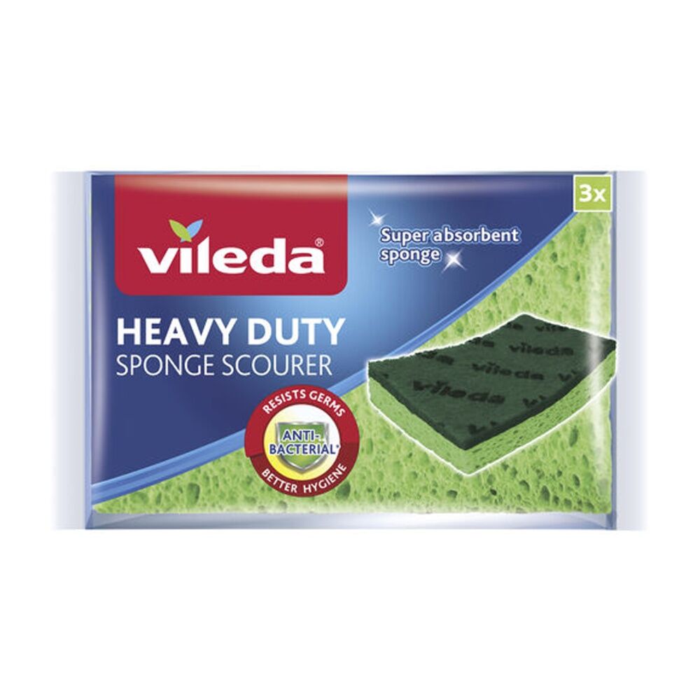 Vileda Anti-Bac Cellulose Heavy Duty Sponge Scourer Antibacterial (3 Pieces) — image 2