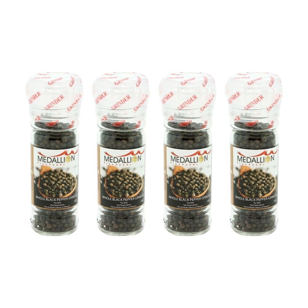 Medallion Whole Peppercorn Black Pepper Mill Grinder Cooking Condiment 47g (4 Pack)