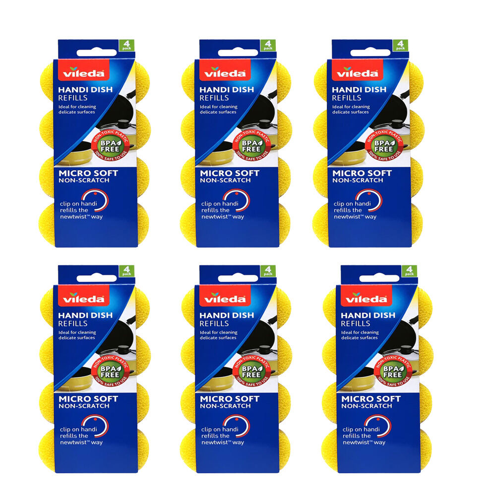 Vileda 6x4pc Vileda Handi Dish MicroSoft Refills Non-Scratch Cleaning Sponges (6 Pack)