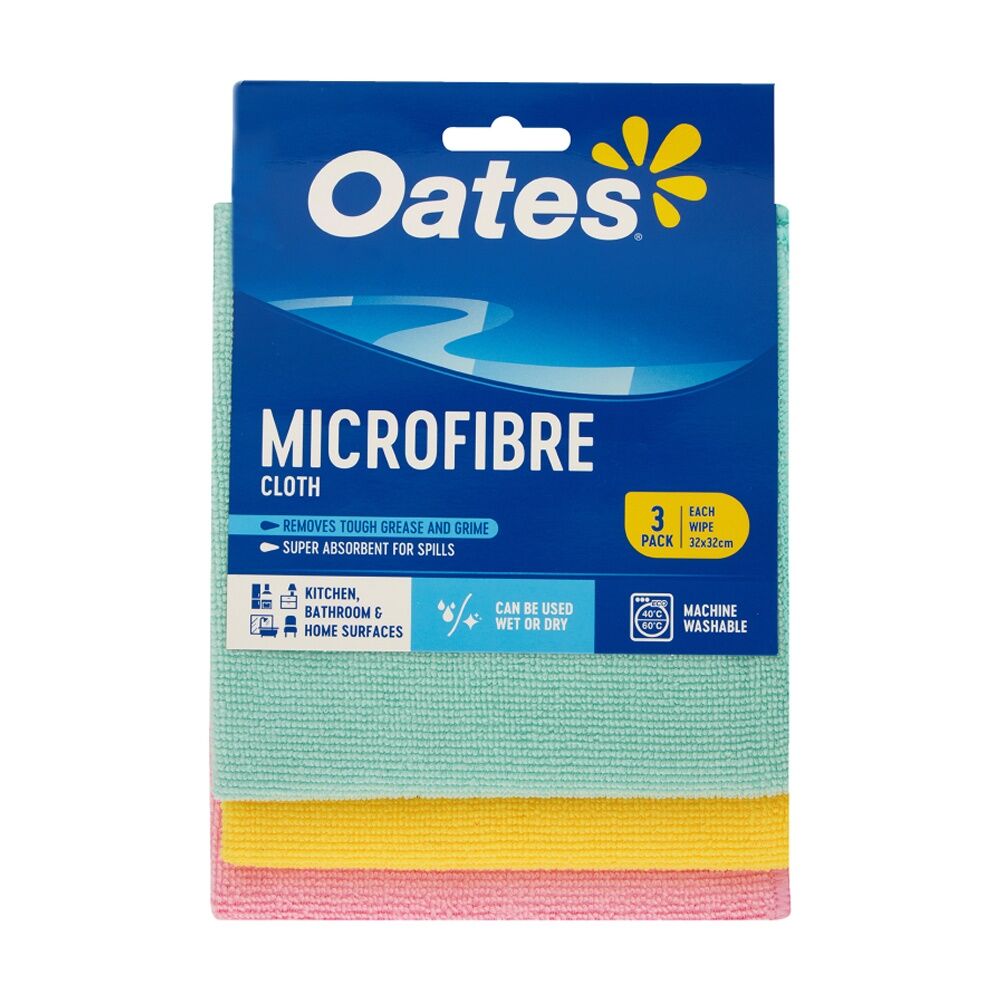 Oates Microfibre Cloth Multi-Purpose Cleaning Cloths For Home Use (3 Pieces)