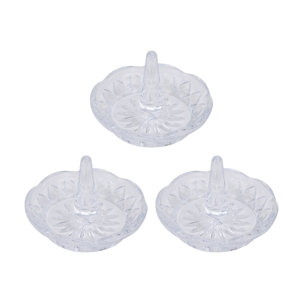 Annabel Trends Glass Jewellery/Ring Luxe Round Holder Organiser Clear (3 Pack)