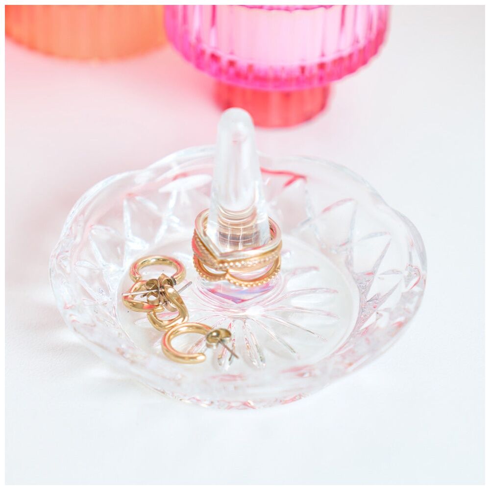 Annabel Trends Glass Jewellery/Ring Luxe Round Holder Organiser Clear (3 Pack) — image 3