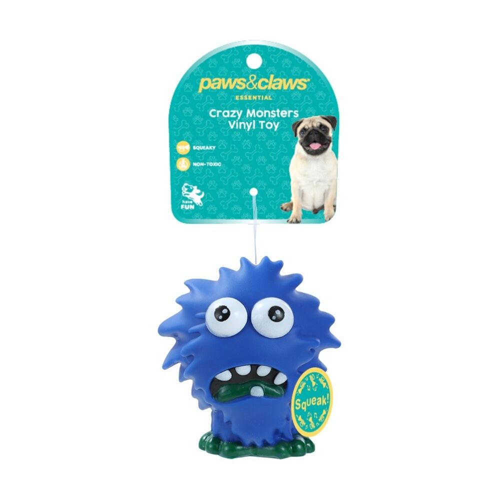 Paws and Claws Vinyl Crazy Monster Squeaky Dog Pet Toy 9.5x8.5cm Assorted (12 Pack) — image 2