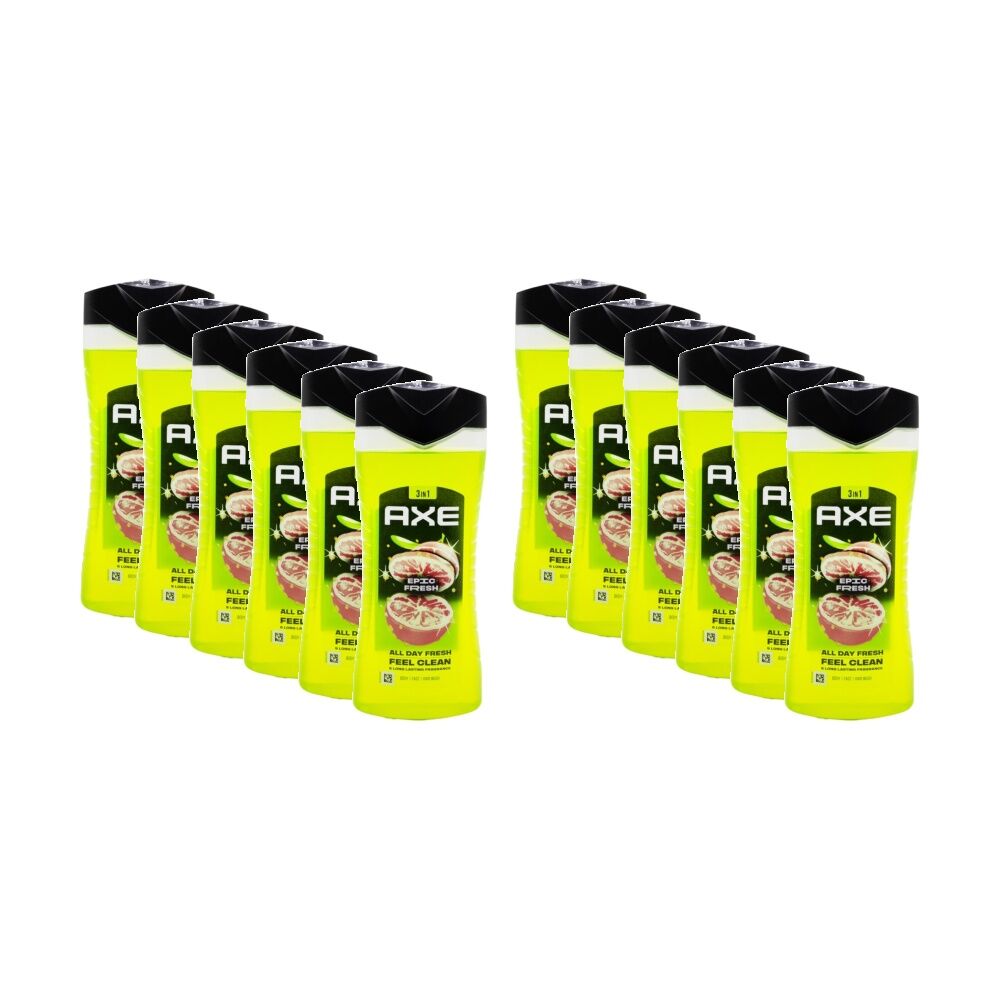 Axe 3 In 1 Wash Body Face Hair Epic Fresh Citrus Fragrance 400mL (12 Pack)