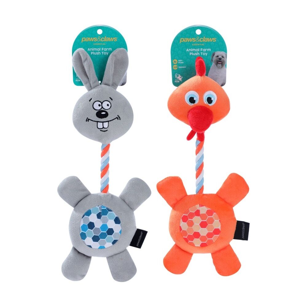 Paws and Claws Assorted Plush Farm Animals Dog Pet Toy 31-35cm w/ Squeaker — image 2