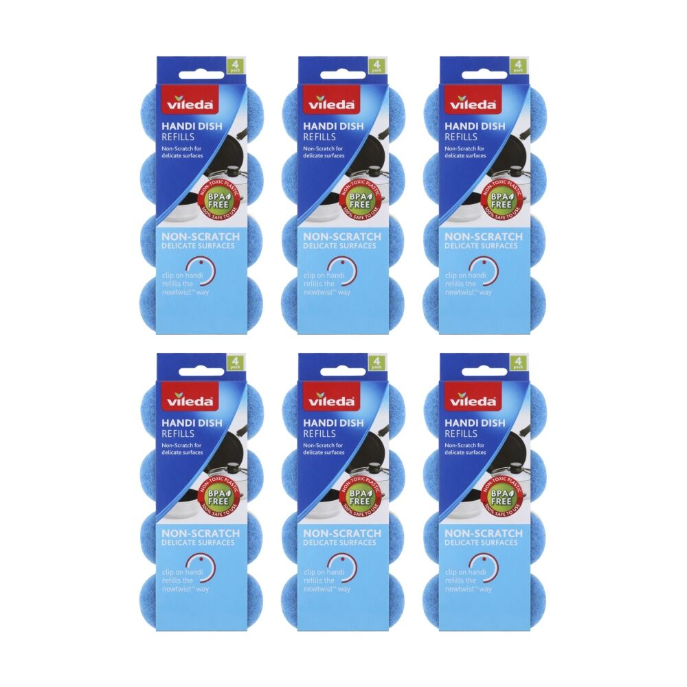 Vileda 6x4pc Vileda Handi Dish Non-Scratch Refills Gentle Cleaning Sponges (6 Pack)
