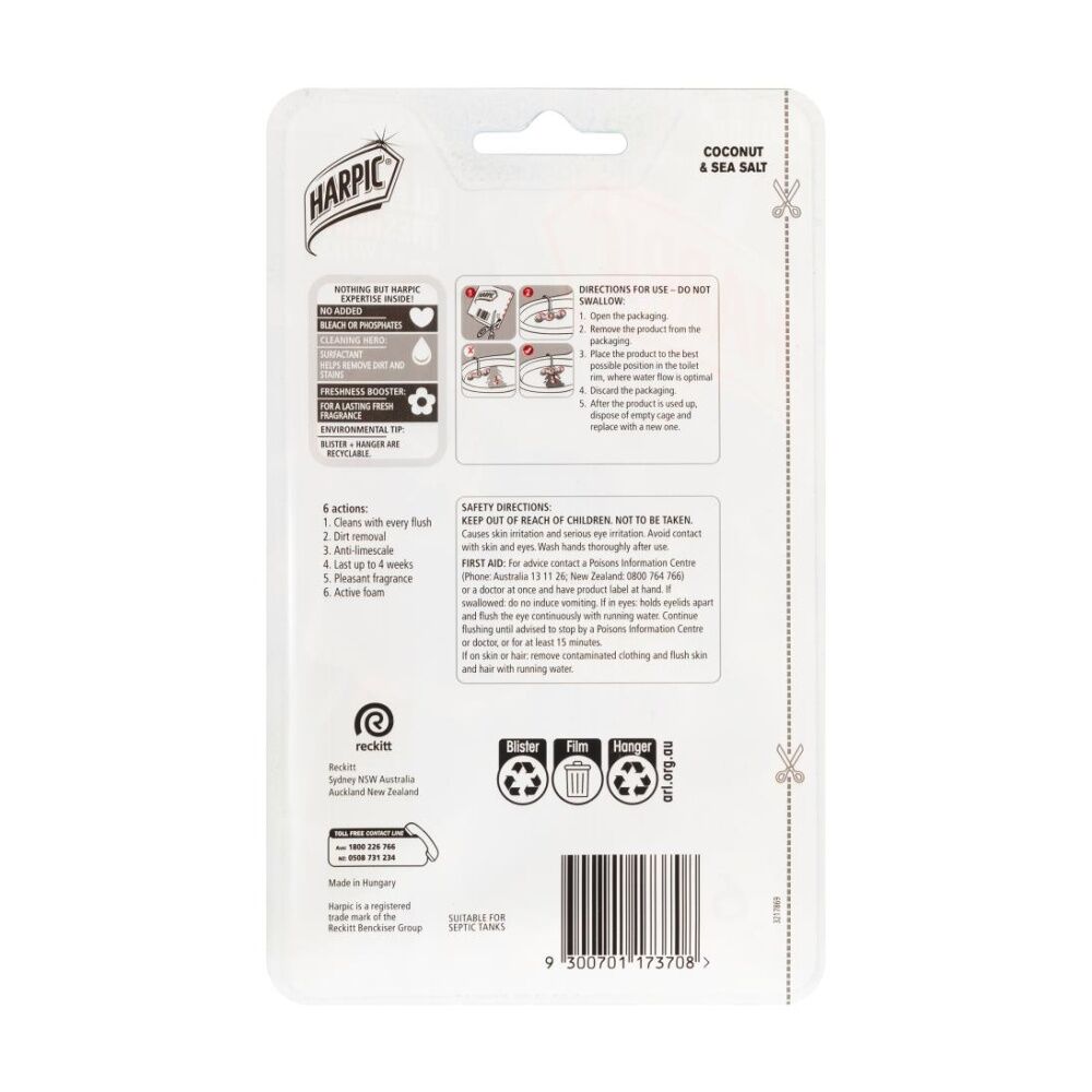 Harpic 2pc Harpic Toilet Cleaner Fresh Power w/ 6 Actions Coconut & Sea Salt (6 Pack) — image 3