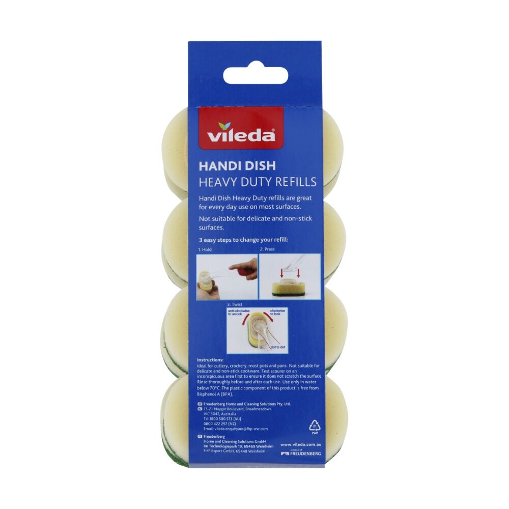 Vileda 6x8pc Vileda Handi Dish Heavy Duty Refills Value Pack Durable Sponges (6 Pack) — image 3