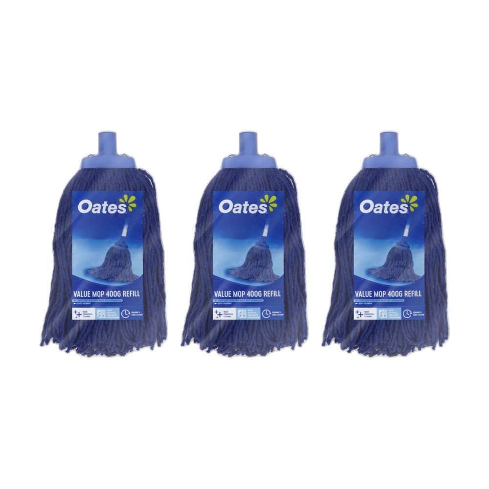 Oates Value Mop Refill Absorbent Cleaning Replacement Pad Blue 400g (3 Pack)