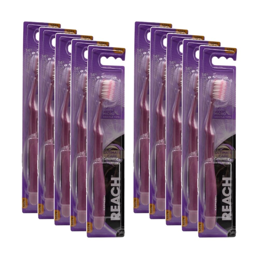 Reach Ultimate Care Toothbrush w/ Multi-Level Bristles Soft Asstd Colours (10 Pack)