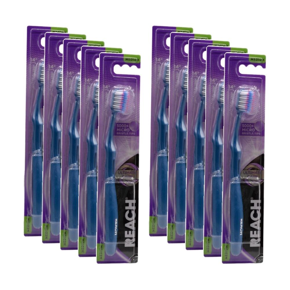 Reach 10PK Ultimate Care Toothbrush Multi Level Bristles Medium Oral Hygiene Pack