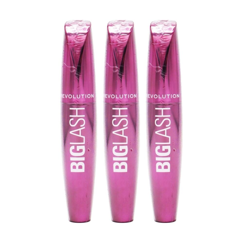 Revolution Big Lash Mascara Burgundy Volumising Lengthening Eye Makeup 8ml (3 Pack)