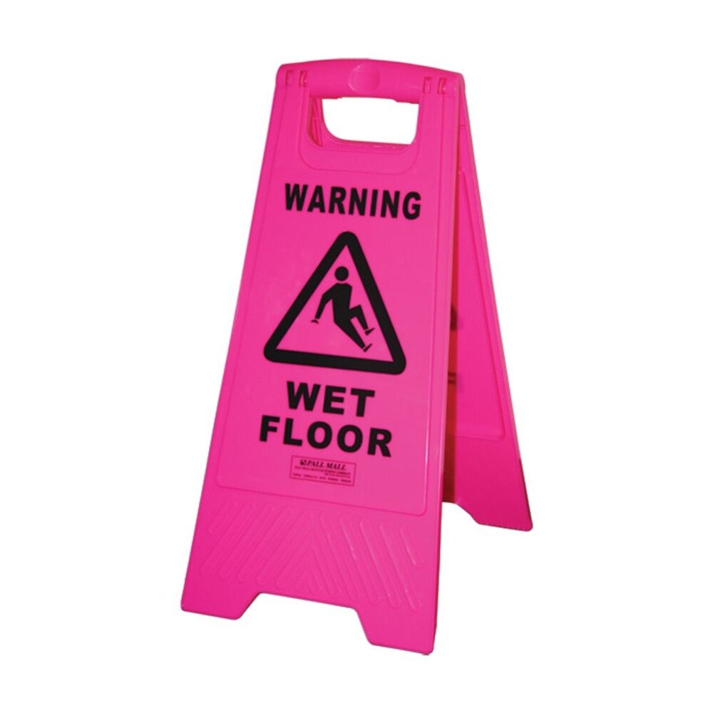 Edco Lightweight & Compact Contractor Wet Floor Sign Pink 61x29x32cm (4 Pack) — image 2