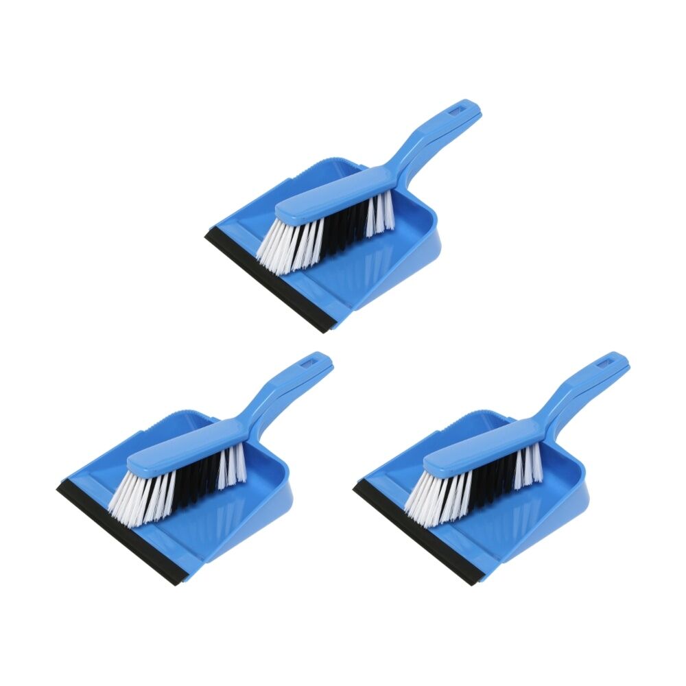 Edco Flagged Fill Dustpan & Brush Set Commercial/Domestic Blue 220x110mm (3 Pack)