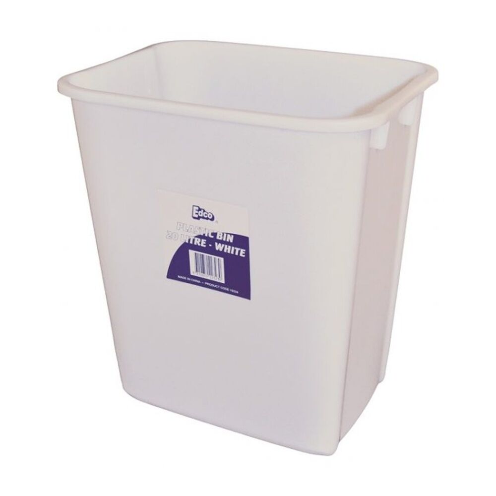 Edco Easy Clean Durable Plastic Bin For All Applications 20L White (2 Pack) — image 2