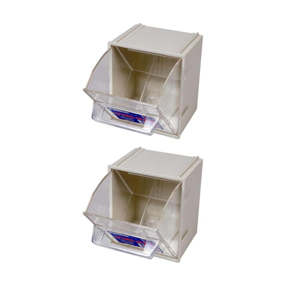 Fischer Plastic Small Visi Pak Storage Drawer With Clips Modular Container (2 Pack)