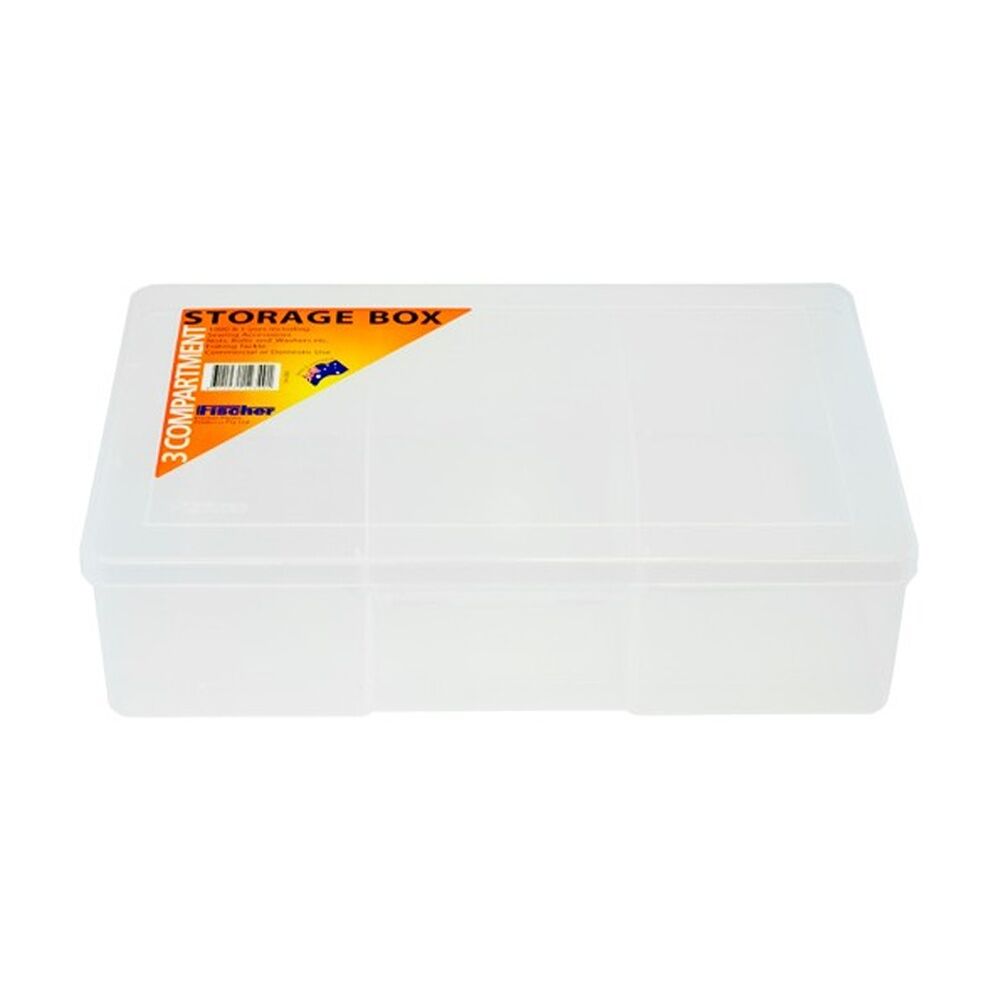 Fischer Plastic 3 Compartment Storage Box Large Deep Case Tool (2 Pack) — image 2