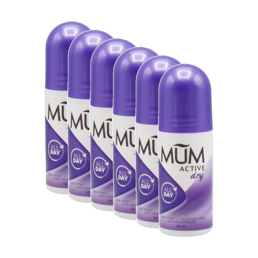 Mum Women's Active Roll On Antiperspirant Deodorant 48h Protection 50ml (6 Pack)