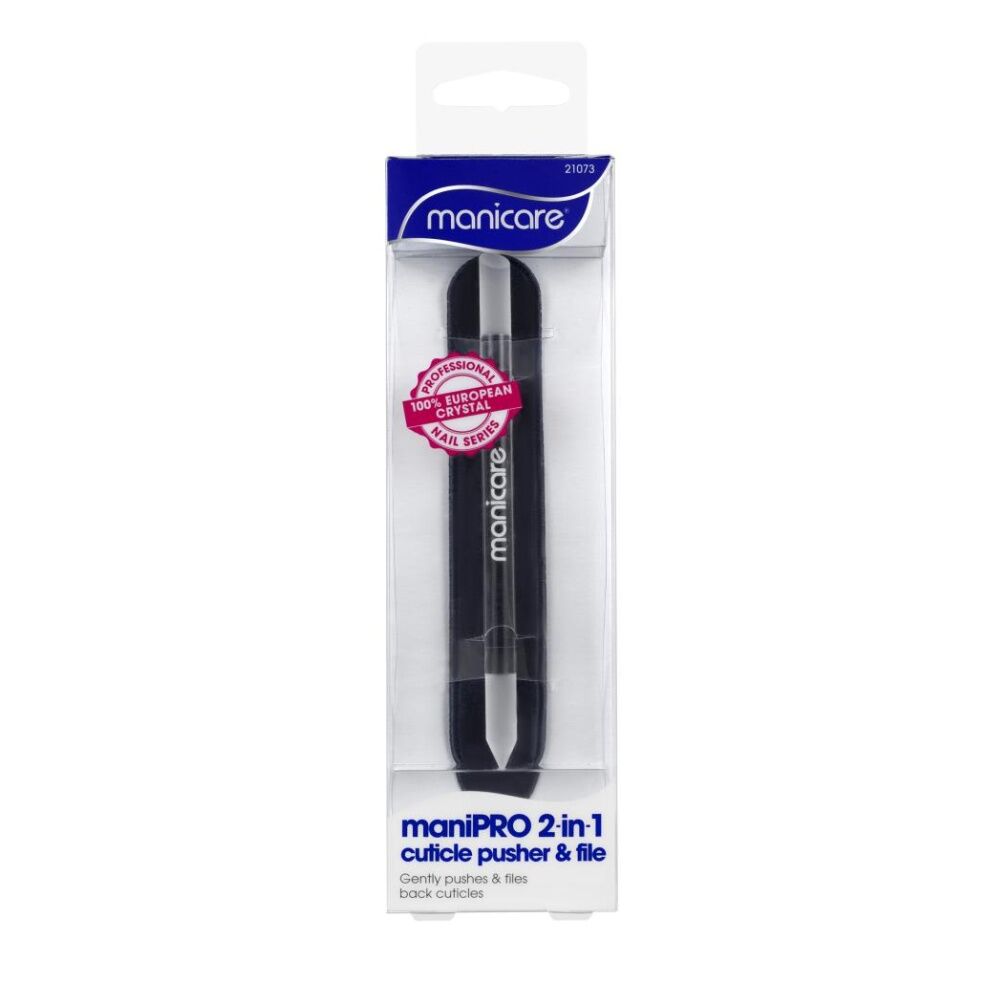 Manicare Black ManiPRO 2 In 1 Cuticle Pusher And File Nail Care Tool