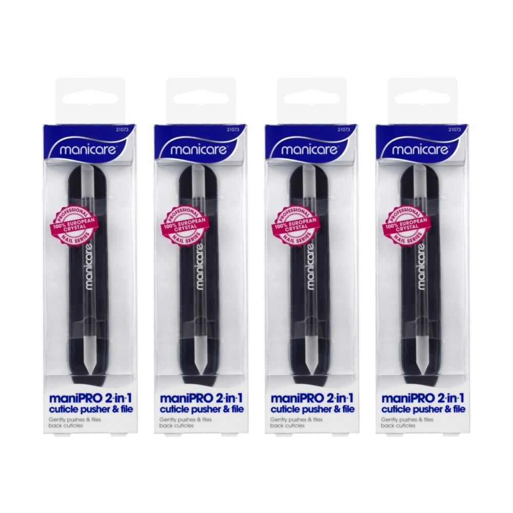 Manicare ManiPRO 2 In 1 Cuticle Pusher And File Nail Care Tool Black (4 Pack)