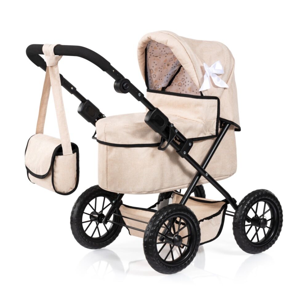 Bayer Trendy Doll Pram Adjustable Handle Foldable Beige For Dolls 46cm Bayer