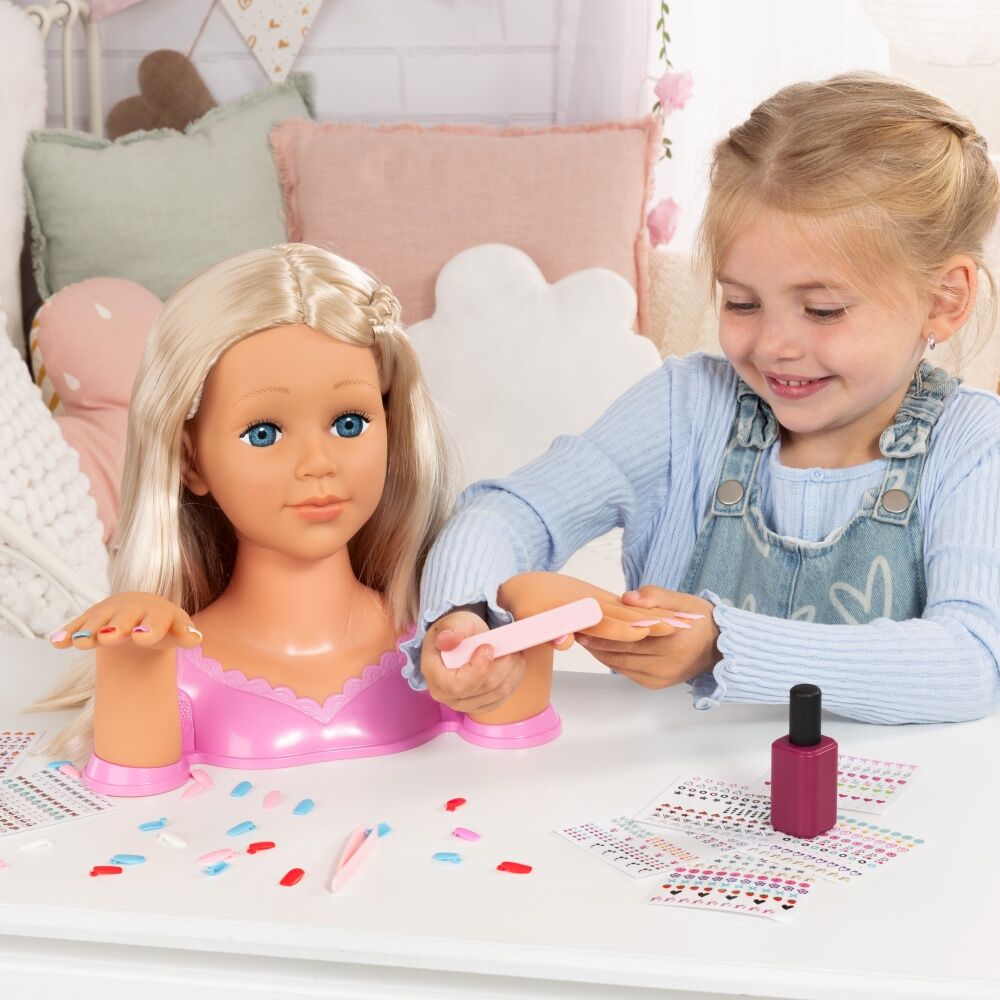 Bayer Charlene Supermodel Magic Nails Blonde Styling Head - 27cm Doll With Removable Fingernails, Hair Accessories, And Make-Up - Creative Styling — image 5