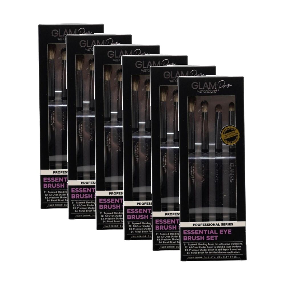 Manicare 4pc Manicare Essential Eye Brush Set Glam Pro Professional Series (6 Pack)