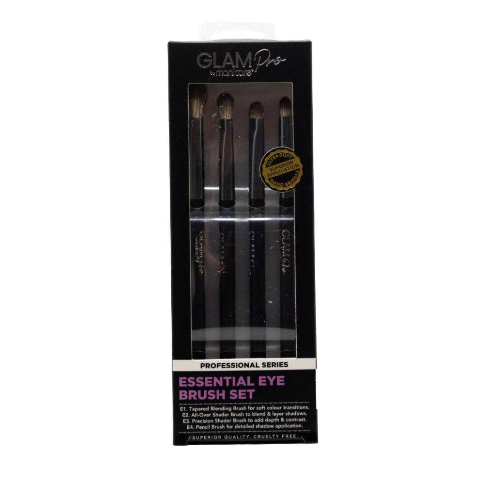 Manicare Essential Eye Brush Set Glam Pro Professional Series (4 Pieces)