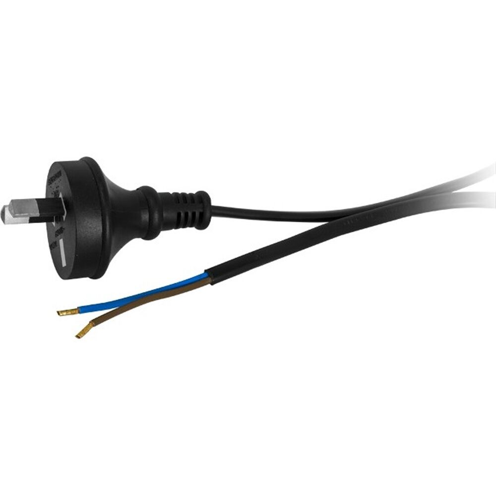 Doss 7.5A 2 Core Mains Lead 2M Bare Wire Power Black Cord Cable