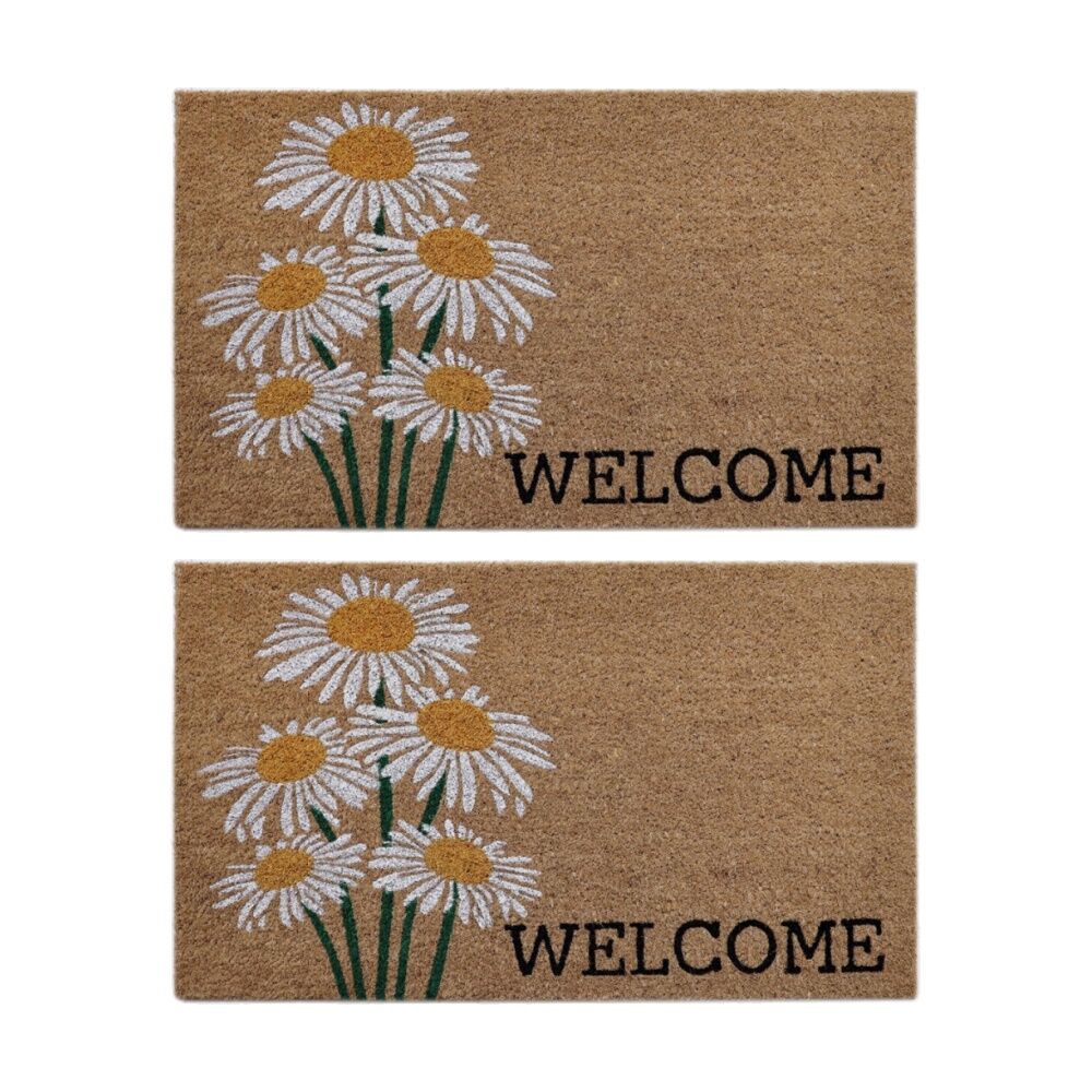 Solemate Daisey Wel Coir Back Indoor/Outdoor Floor & Door Mat 45x75cm (2 Pack)