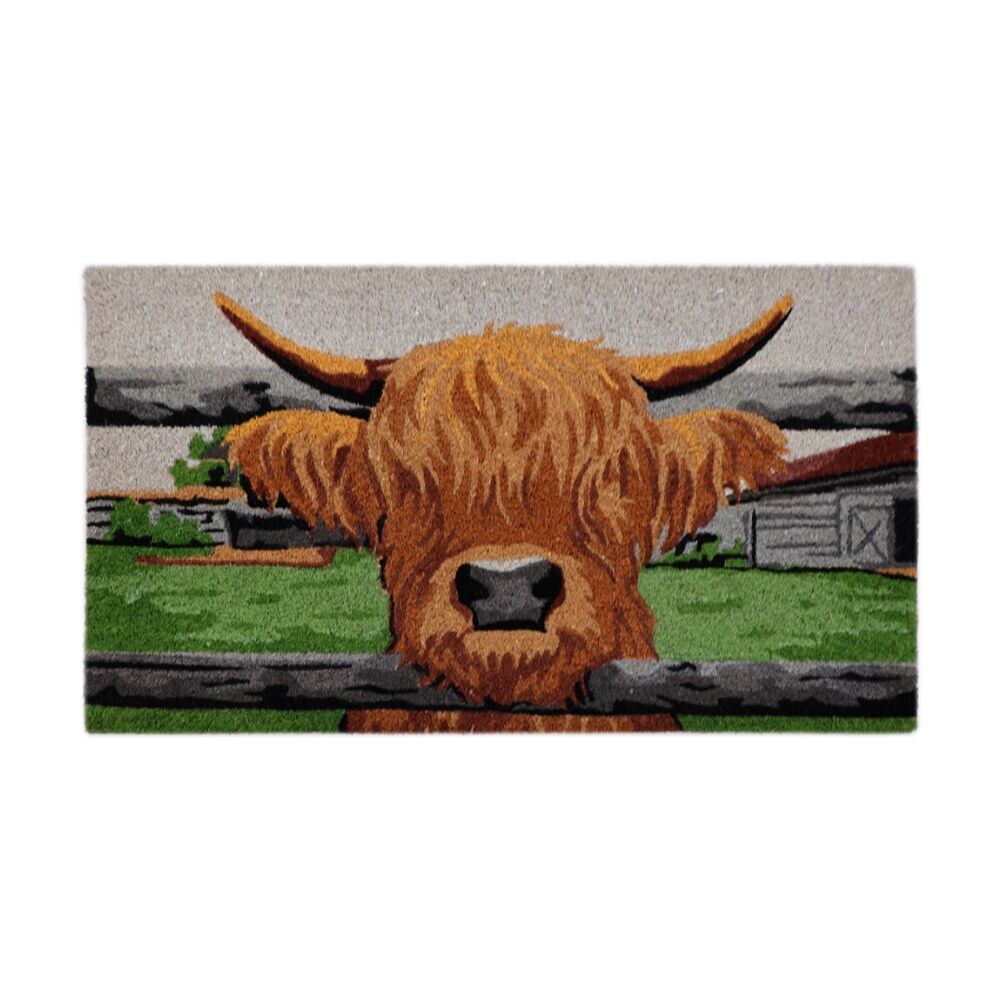 Solemate 45x75cm Highland Cow Coir Back Indoor/Outdoor Floor & Door Mat