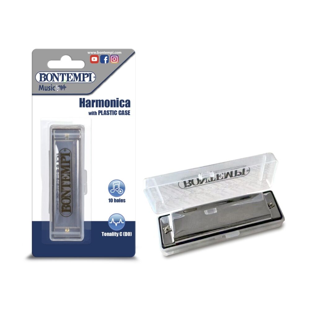 Bontempi Metal Harmonica 10 Note With Plastic Case Compact Music Instrument Bontempi — image 2