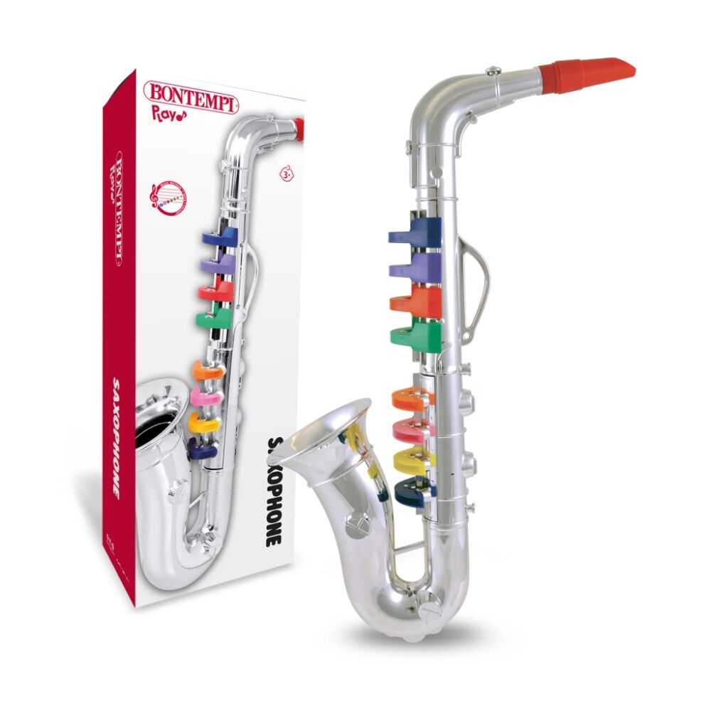 Bontempi Silver Saxophone 42cm - 8 Coloured Keys/Notes, 415mm Length 42cm — image 2