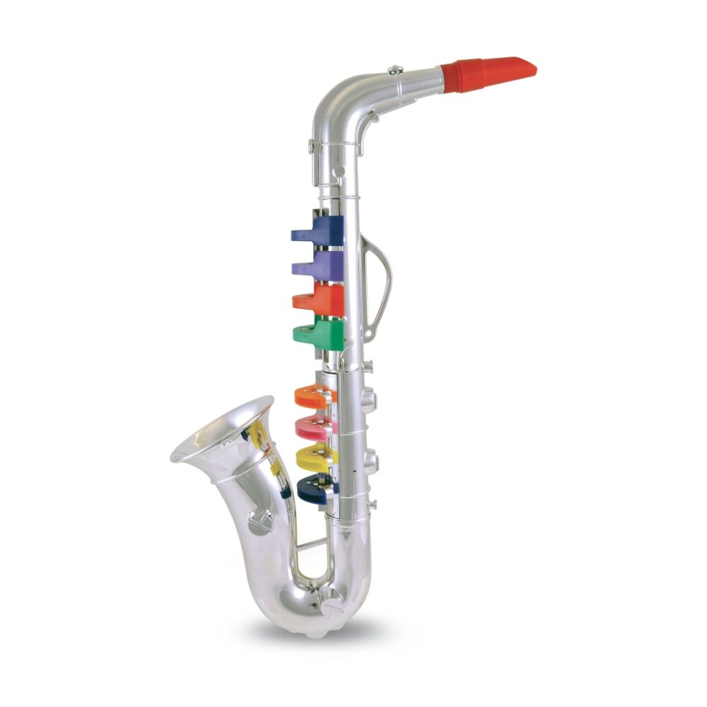 Bontempi Silver Saxophone 42cm - 8 Coloured Keys/Notes, 415mm Length 42cm