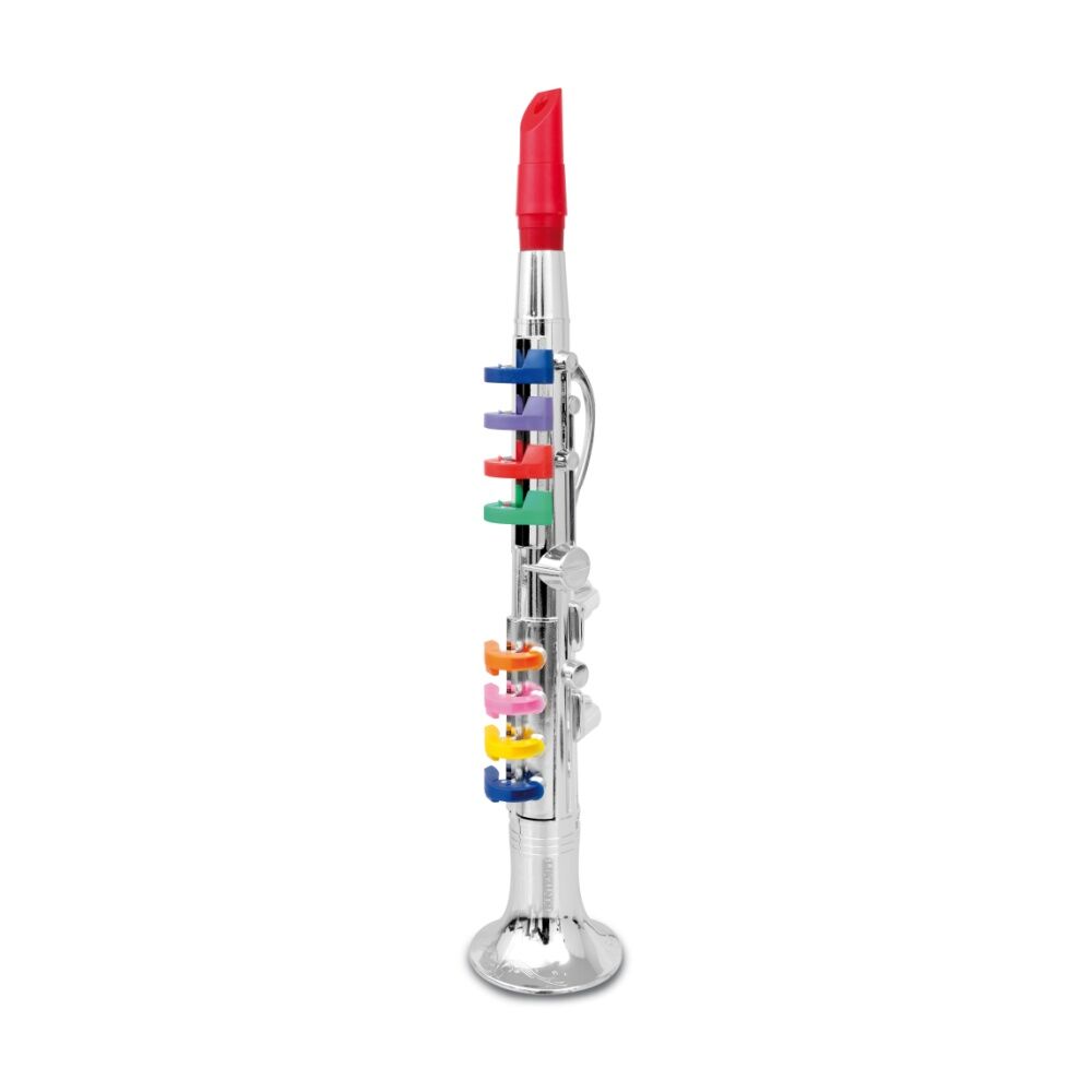 Bontempi Clarinet 8 Coloured Keys Metal Musical Instrument Silver 42cm