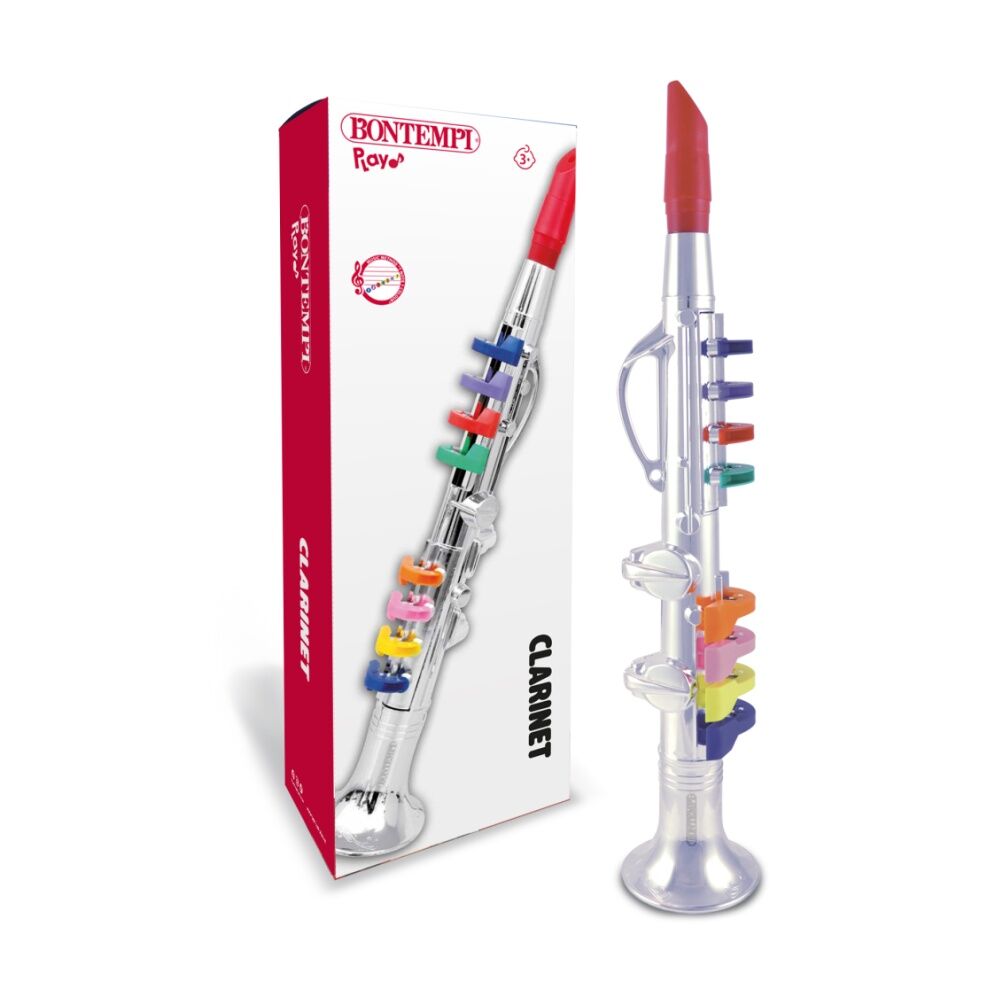 Bontempi Clarinet 8 Coloured Keys Metal Musical Instrument Silver 42cm — image 2