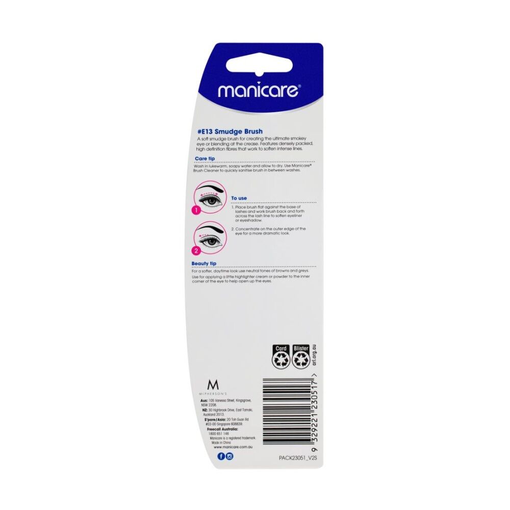 Manicare E13 Smudge Brush Make Up Tool For Soft Bristles & Lines — image 2