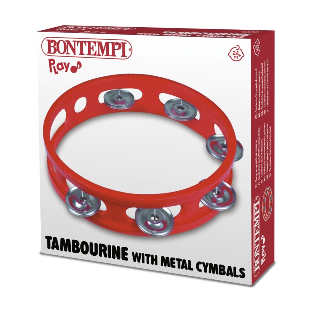 Bontempi Tambourine With Metal Cymbals Music Instrument Red 155x165x33mm (4 Pack) — image 4