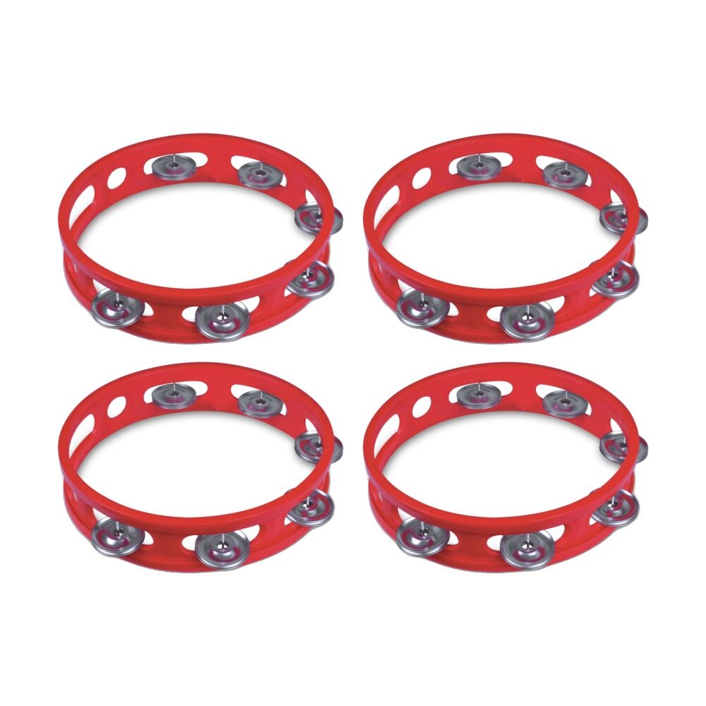 Bontempi Tambourine With Metal Cymbals Music Instrument Red 155x165x33mm (4 Pack)