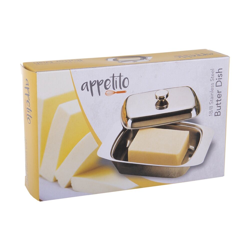 Appetito Stainless Steel Butter Dish With Cover 19x12x4cm Polished (2 Pack) — image 2