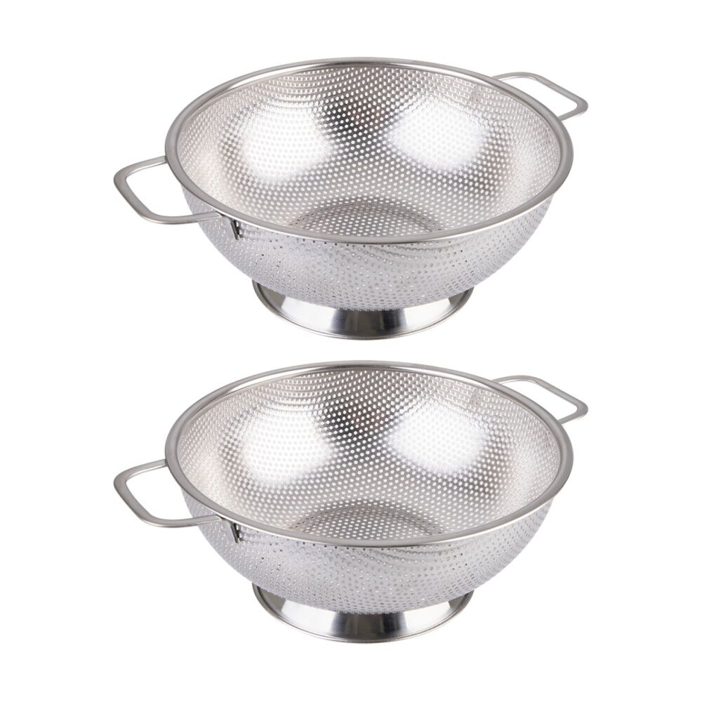 Appetito Stainless Steel Kitchen Colander w/ Handles 25.5cm Diameter (2 Pack)