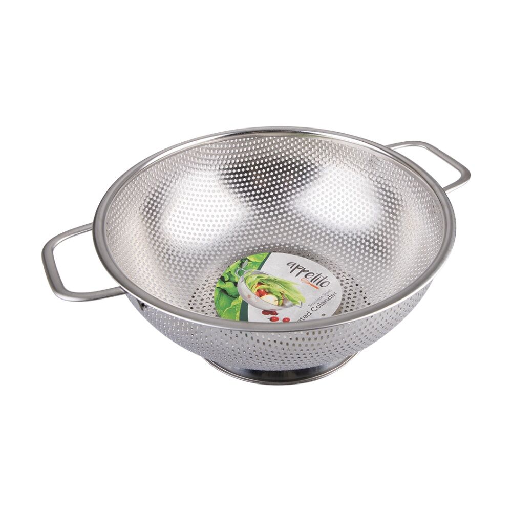 Appetito Stainless Steel Kitchen Colander w/ Handles 25.5cm Diameter (2 Pack) — image 4