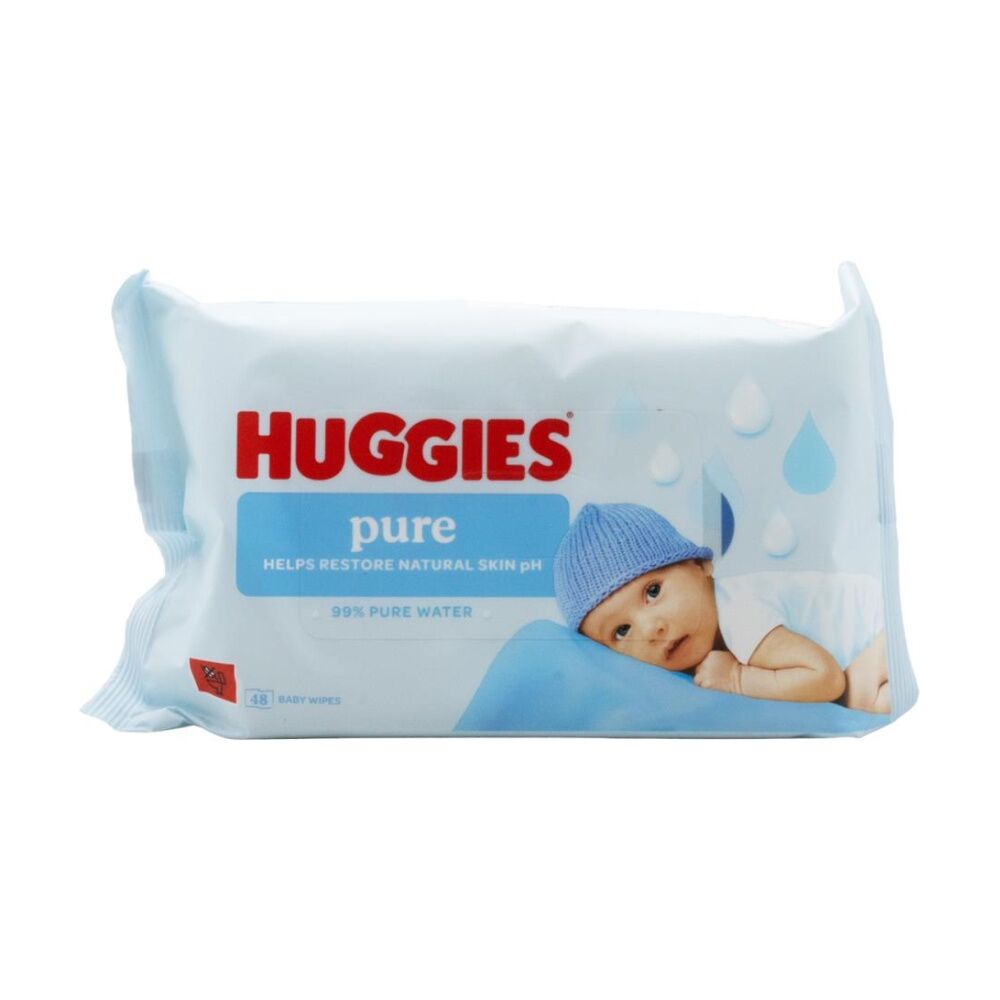 Huggies Baby Wipes Pure Soft Gentle Care Restores Natural Skin pH (48 Pieces)