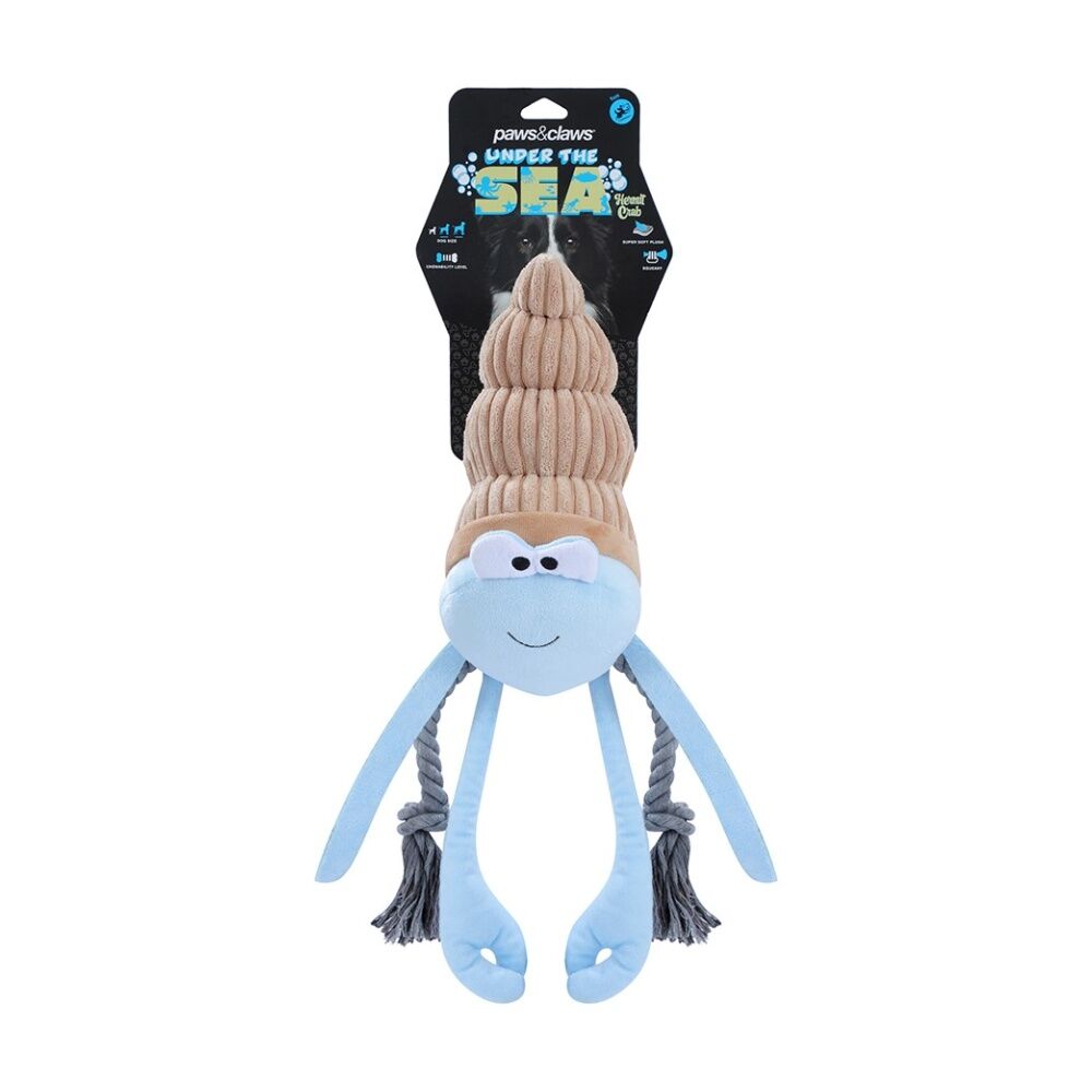 Paws and Claws 47x32x15cm Under The Sea Plush Hermit Crab Squeaker Dog Pet Toy