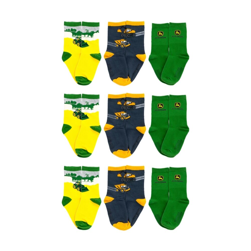 John Deere 3x 3PK 4-6Y Shortie Truck Design Cotton Blend Socks For Kids
